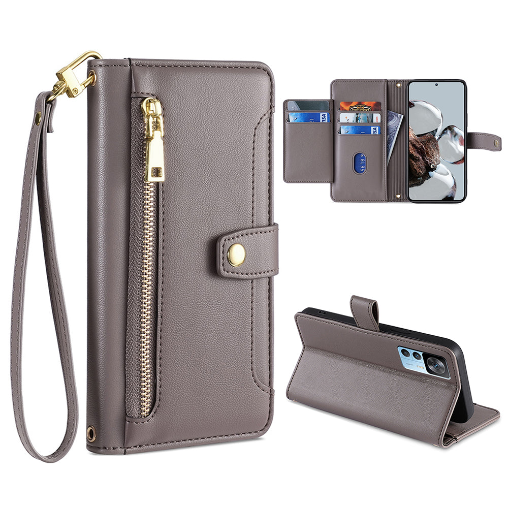 For Xiaomi Redmi K50 Ultra 5G 12T 5G Bump Proof PU Leather Stand Case Zipper Pocket Card Slots Flip Phone Cover with Wrist Strap and Shoulder Strap For Xiaomi Redmi K50 Ultra 5G 12T 5G Bump Proof PU Leather Stand Case Zipper Pocket Card Slots Flip Phone Cover with Wrist Strap and Shoulder Strap